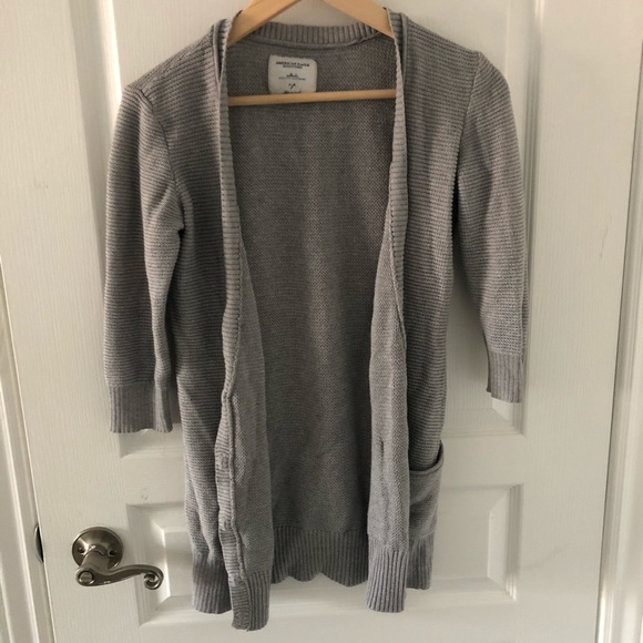 AMERICAN eagle 3/4 sleeve open knitted cardigan  S - Picture 4 of 8